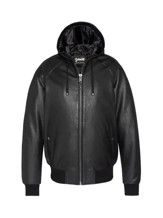Blousons Noir Homme Schott Cuir Capuche 1