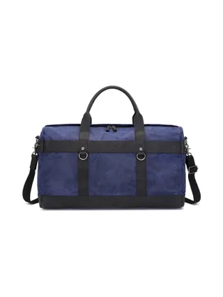 VLAD - Sac de voyage en cuir véritable et toile enduite - Bleu 1