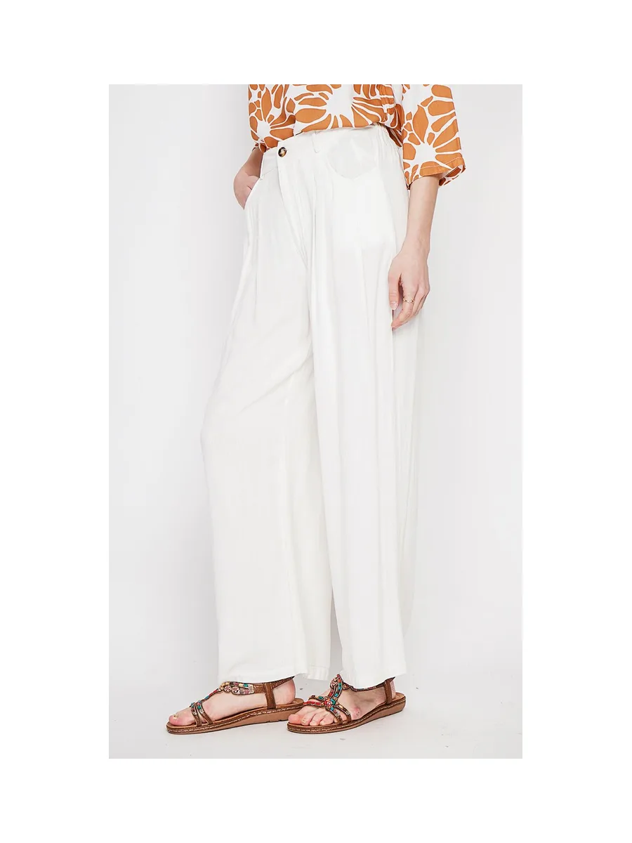 Pantalon coupe ajusté à jambe large fermeture zippée avec ceinture 7
