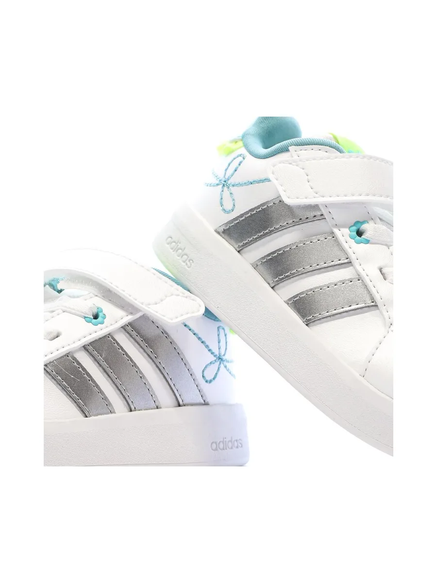 Baskets Blanc/Argent Enfant Adidas Grand Court 8