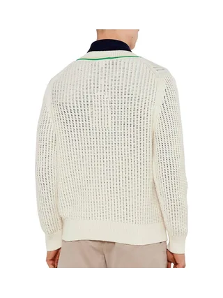 Pull Blanc Homme Lacoste Tennis Rayures 2
