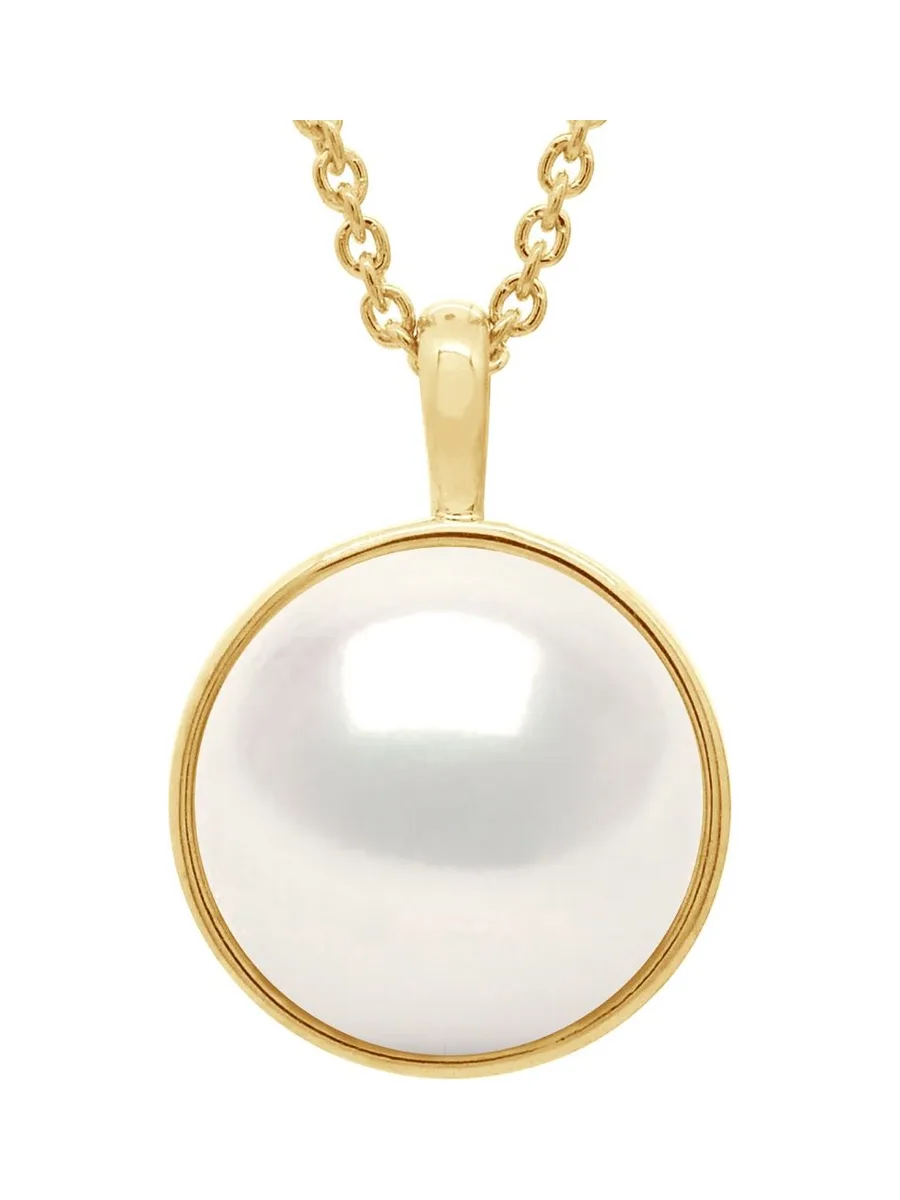 Collier Véritable Perle d'Eau Douce Bouton 10-11 mm — Or Jaune 375 Millièmes — 42 cm 1