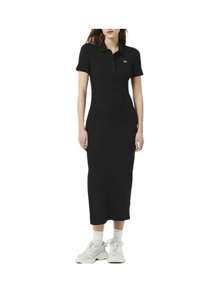 Robe Noir Femme Lacoste Longue Ribbed 1