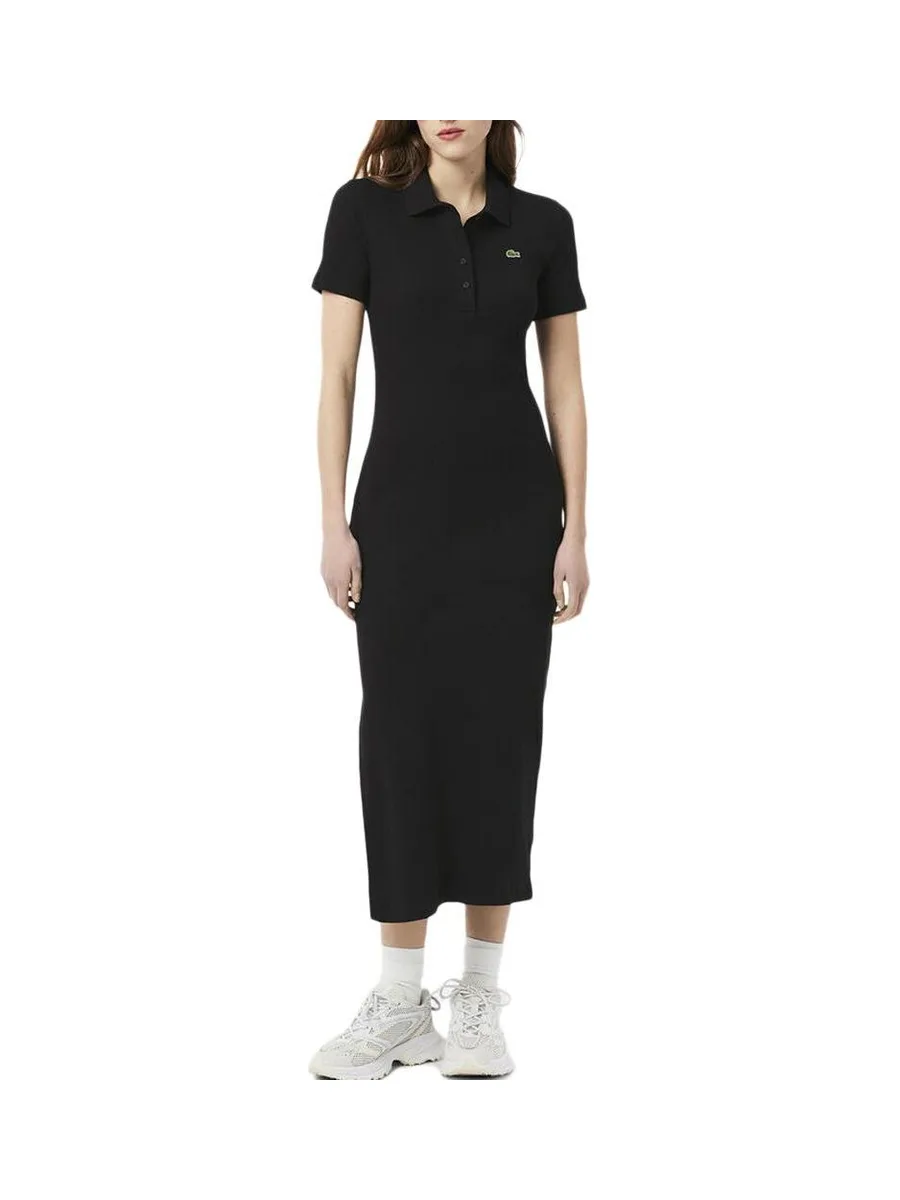 Robe Noir Femme Lacoste Longue Ribbed 2