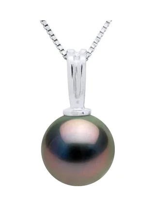 Pendentif Bélière Articulée Véritable Perle de Tahiti Ronde 10-11 mm — Or Blanc 375 Millièmes 1