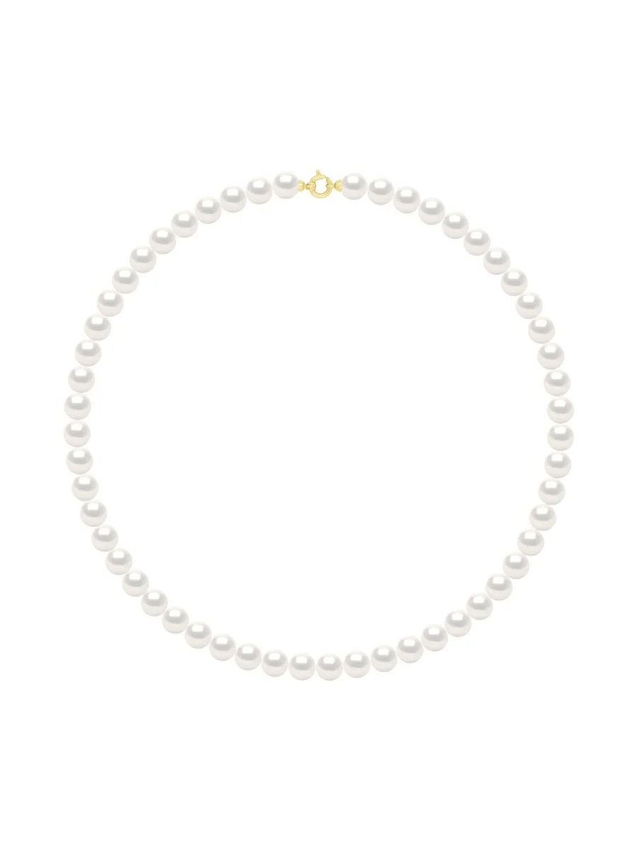 Collier Véritables Perles de Culture d'Eau Douce Rondes 9-10 mm — Or Jaune 375 Millièmes — 45 cm 1