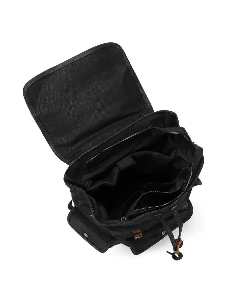 BILL - Sac à dos en cuir véritable et toile enduite - Bleu 64