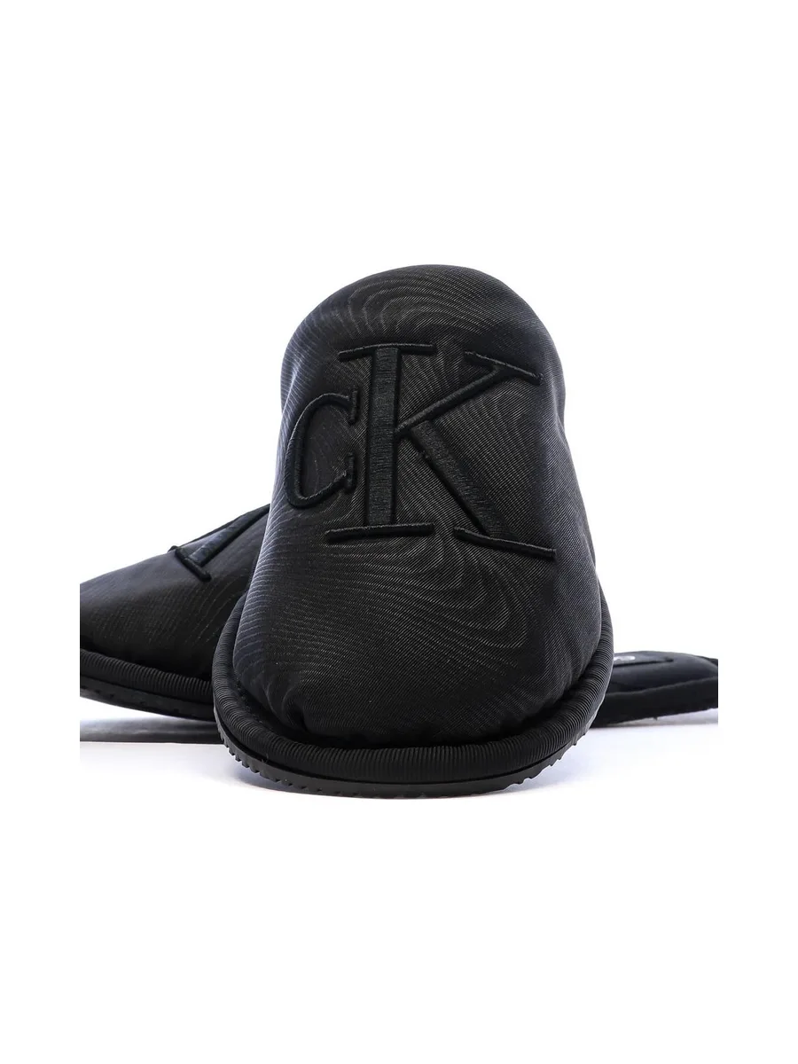Chaussons Noir Femme Calvin Klein Jeans Slipper Satin Moire 8