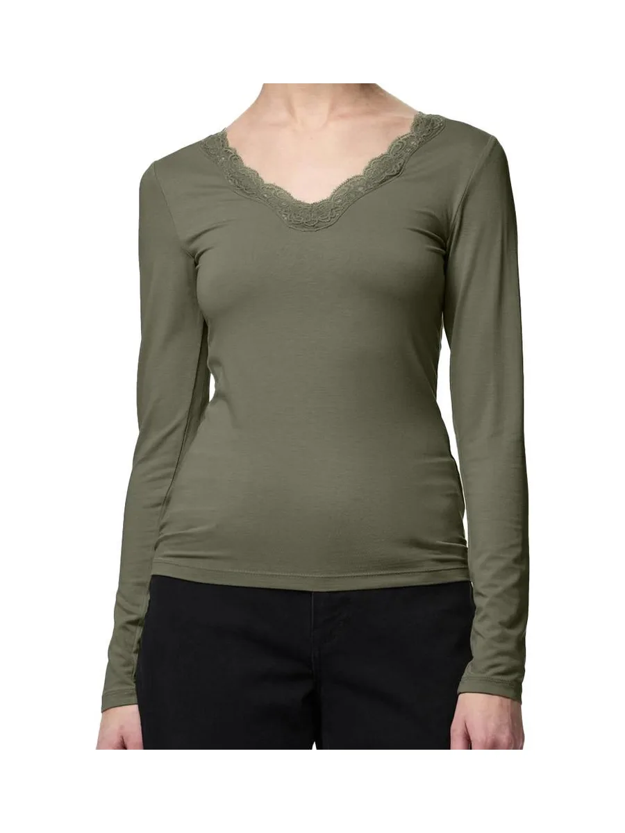 T-Shirt Kaki Femme Pieces Pcbarbera 2