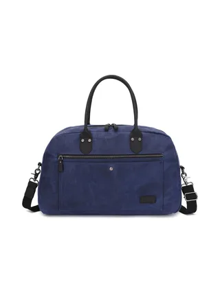 BART - Sac week-end en cuir véritable et toile enduite - Bleu 1
