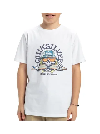 T-Shirt Blanc Garçon Quiksilver Skull Feast 1