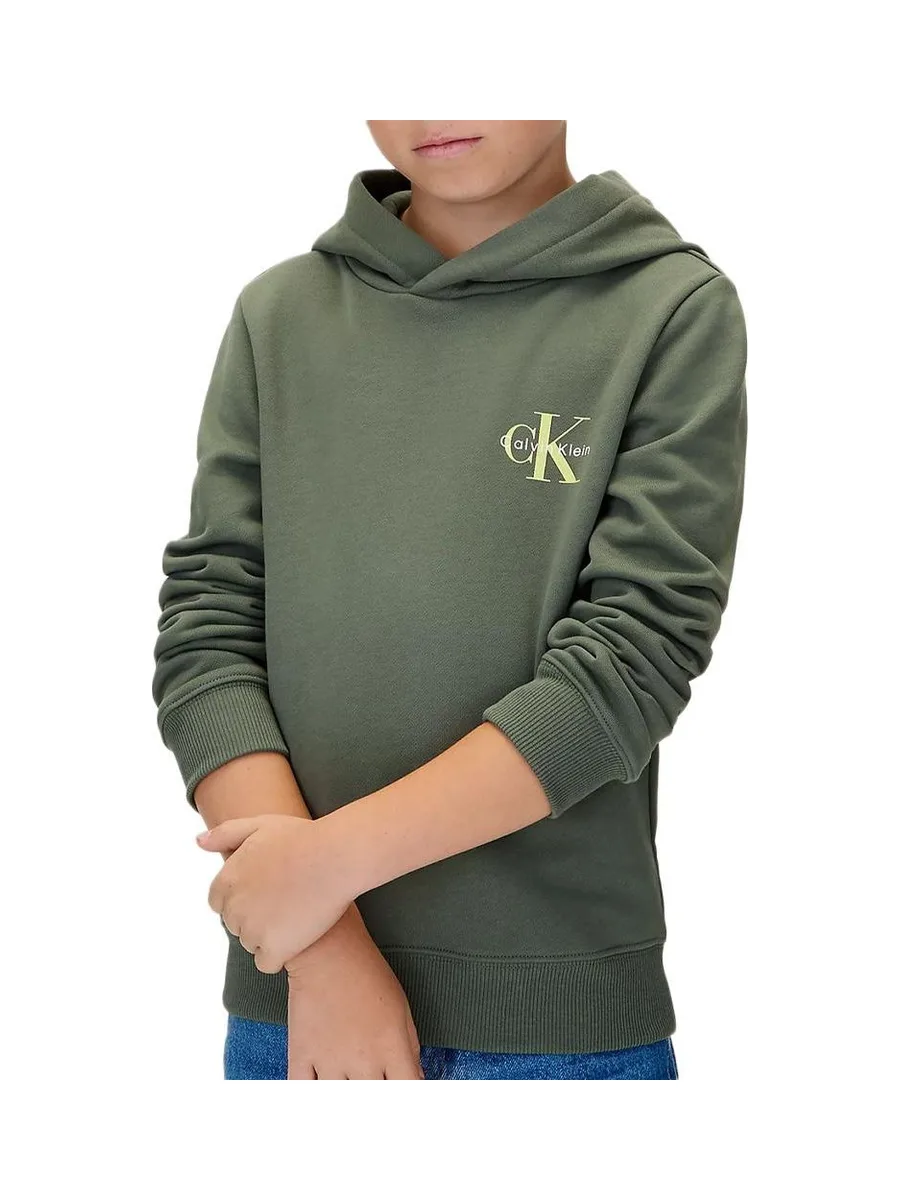 Sweat Vert Garçon Calvin Klein Jeans Small Monogram 1