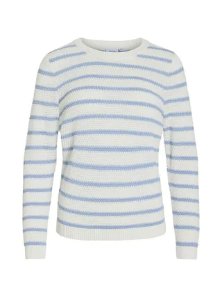 Pull Blanc/Bleu Femme Vila Vidalo Stripe 3
