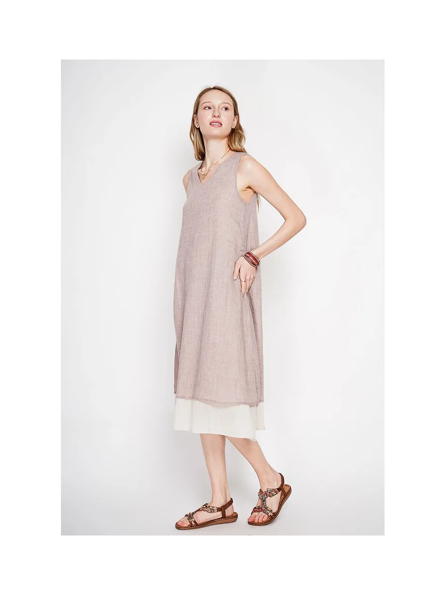 Robes doublé décontractées col v  S/M 6