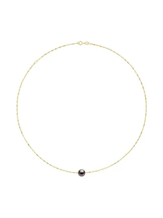 Collier Maille Singapour Véritable Perle de Tahiti Ronde 9-10 mm — Or Jaune 750 Millièmes — 42 cm 3