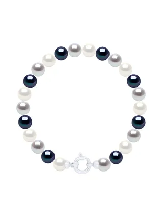 Bracelet Véritables Perles d'Eau Douce Rondes 6-7 mm — Or Blanc 375 Millièmes — 18 cm 1