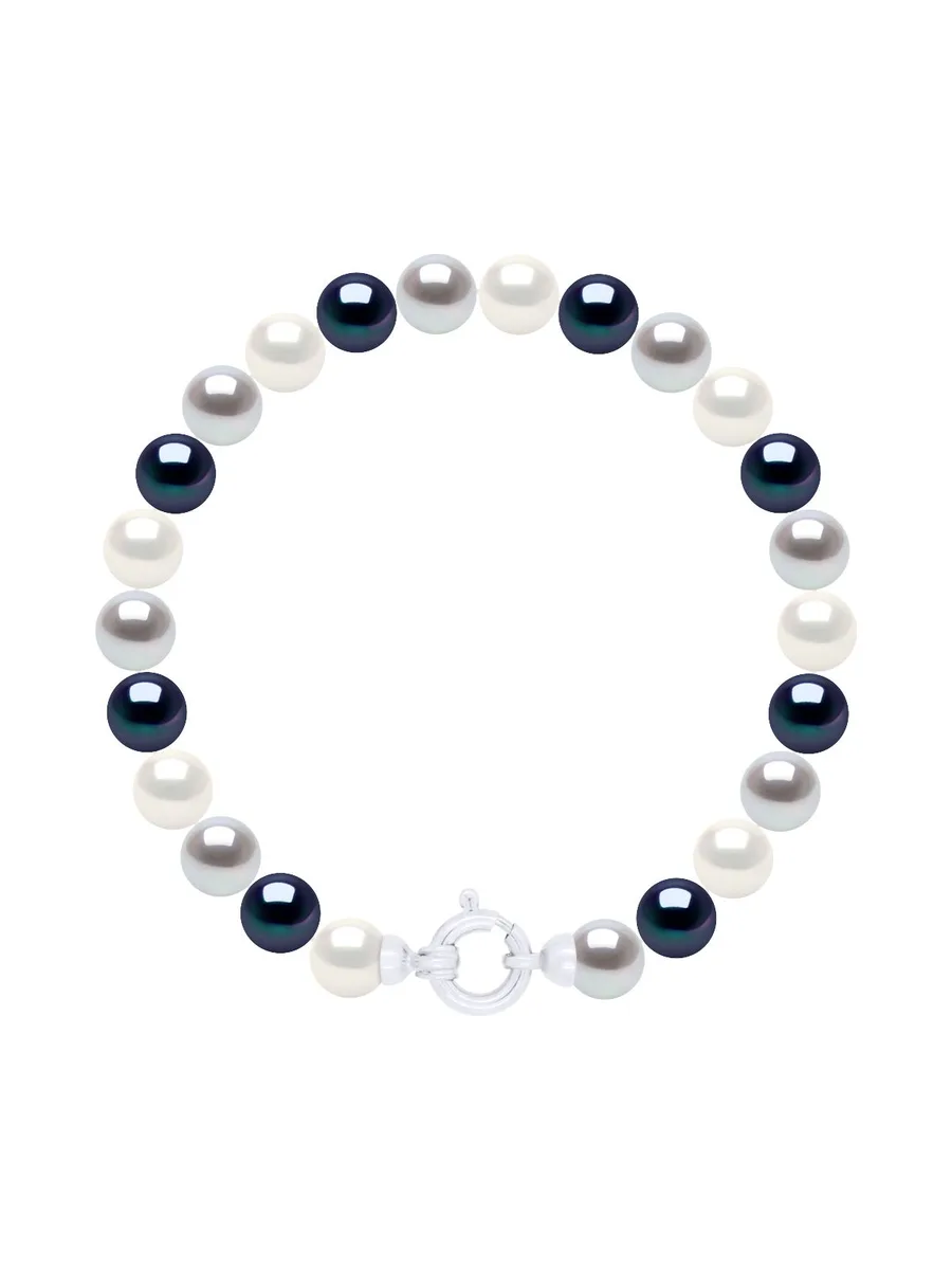 Bracelet Véritables Perles d'Eau Douce Rondes 6-7 mm — Or Blanc 375 Millièmes — 18 cm 1
