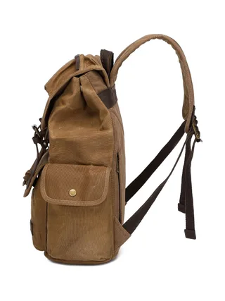 BILL - Sac à dos en cuir véritable et toile enduite - Bleu 12