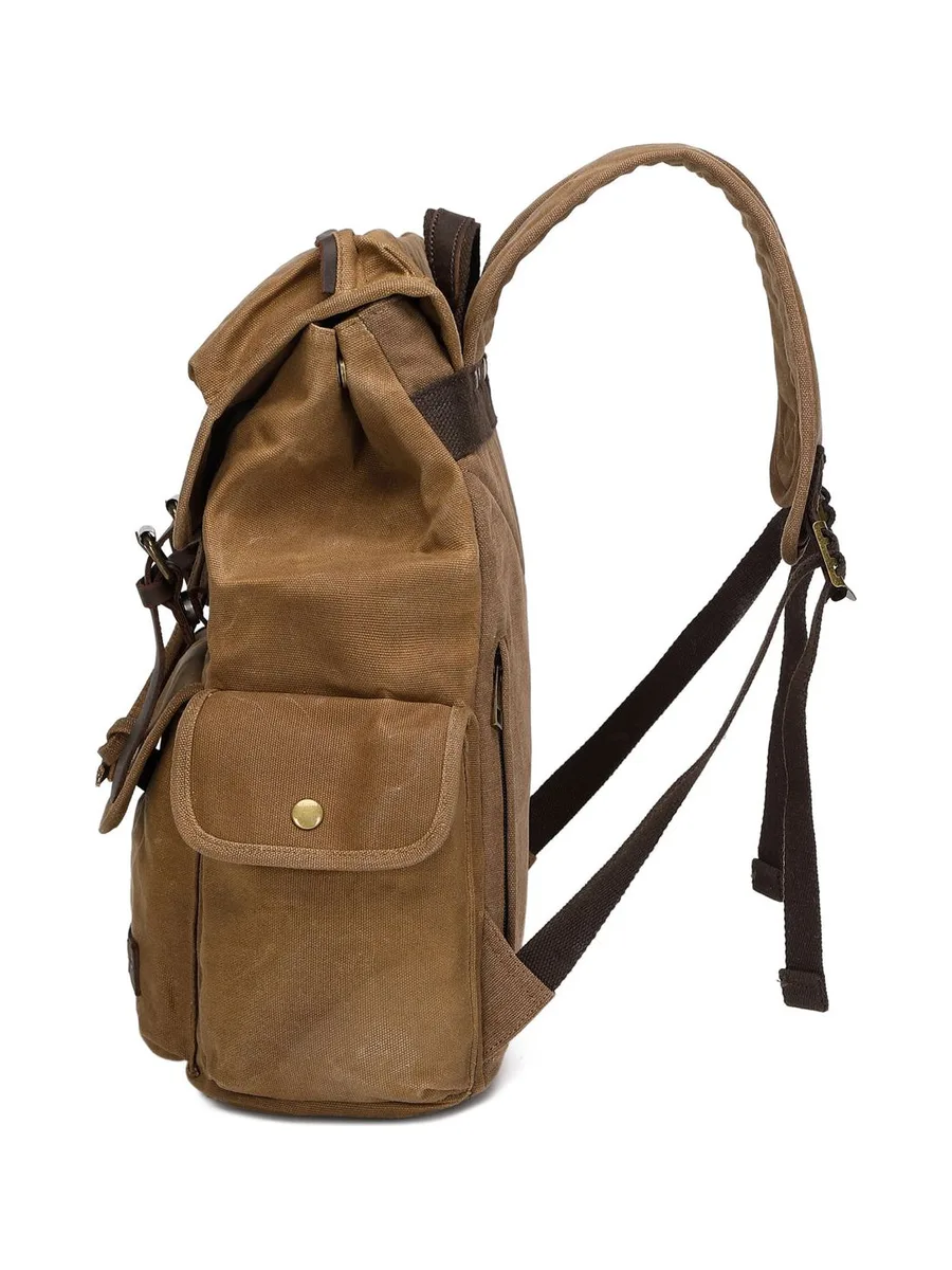 BILL - Sac à dos en cuir véritable et toile enduite - Bleu 45