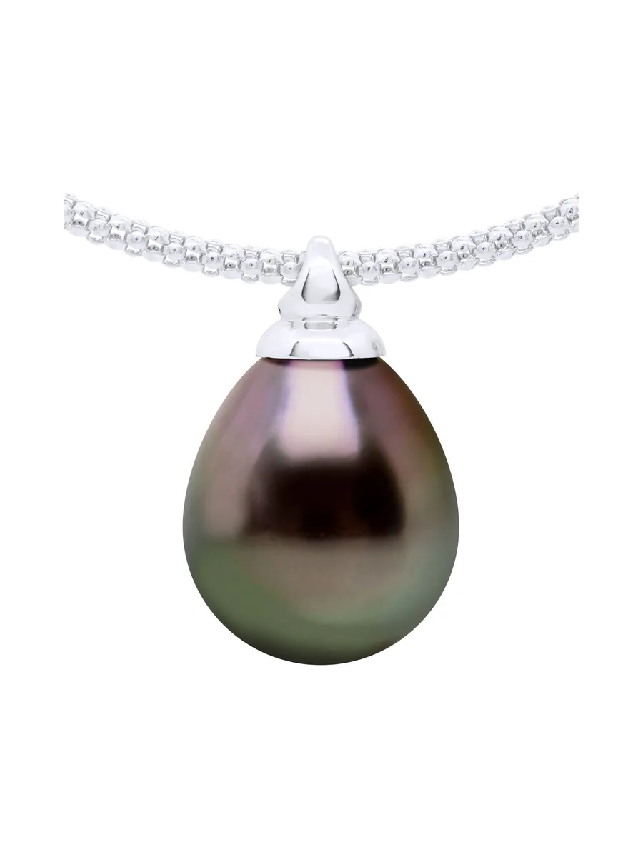 Collier Véritable Perle de Tahiti Poire 12-13 mm — Or Blanc 750 Millièmes — 42 cm 1