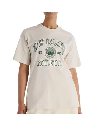 T-Shirt Beige Femme New Balance Athletics Oversized 1