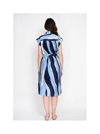 Robe chemise imprimée boutonnée devant avec ceinture 2