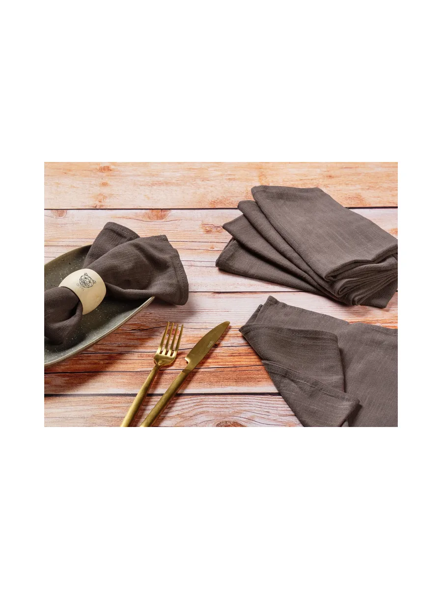 Serviette de table - 6 pièces - Lin et coton blanc crème 98