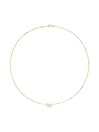 Collier Véritable Perle d'Eau Douce Baroque 11-12 mm — Or Jaune 375 Millièmes — 42 cm 3