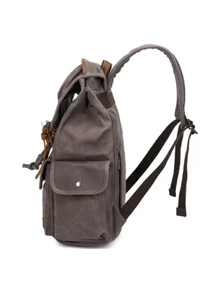 BILL - Sac à dos en cuir véritable et toile enduite - Bleu 20