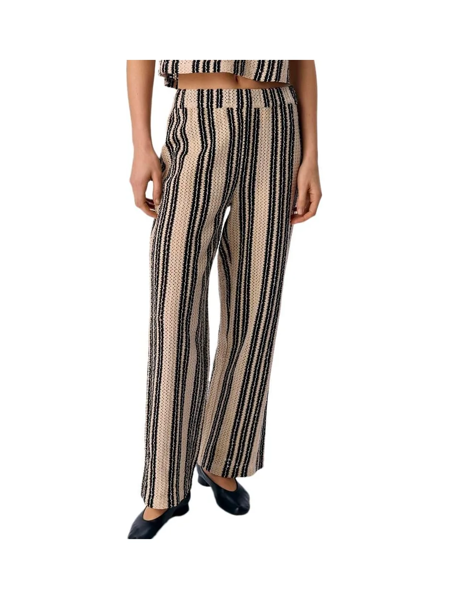 Pantalon Beige/Noir Femme Object Objolaf 1