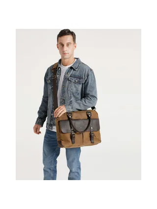 MICK - Sacoche en cuir véritable et toile enduite - Bleu 10