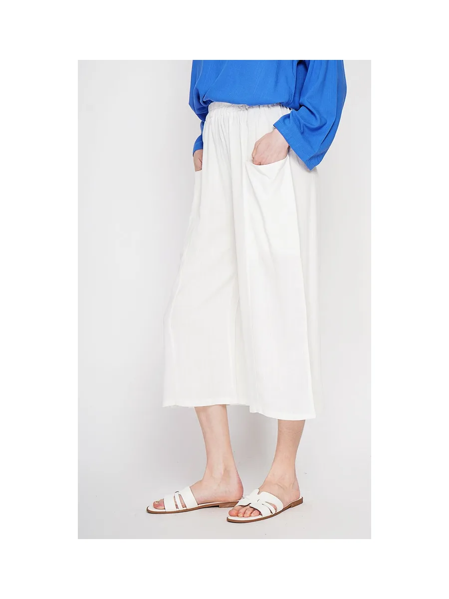 Pantacourt large taille haute avec poches devant 1