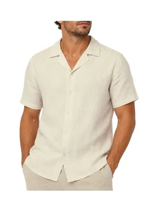Chemise Beige Homme Paname Brothers Lin Ficelle 1