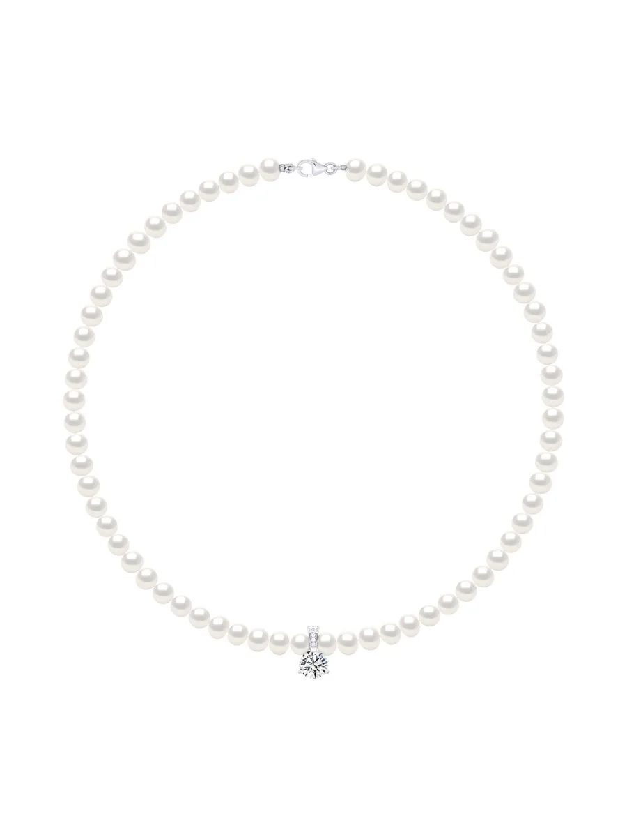 Collier Véritables Perles de Culture d'Eau Douce Rondes 6-7 mm — Argent 925 Millièmes — 42 cm 2