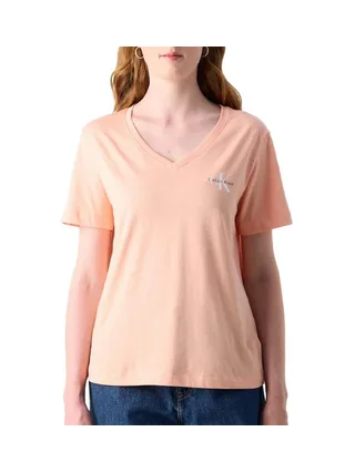 T-Shirt Orange/Blanc Femme Calvin Klein Jeans LV047C906G 2