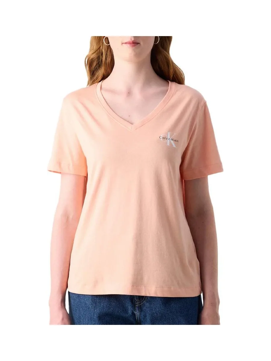 T-Shirt Orange/Blanc Femme Calvin Klein Jeans LV047C906G 3