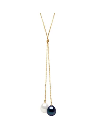 Collier Véritables Perles d'Eau Douce Poires 9-10 mm — Or Jaune 375 Millièmes — 42 cm 1