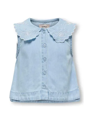 Blouse Bleu Fille Only Embroidery 2