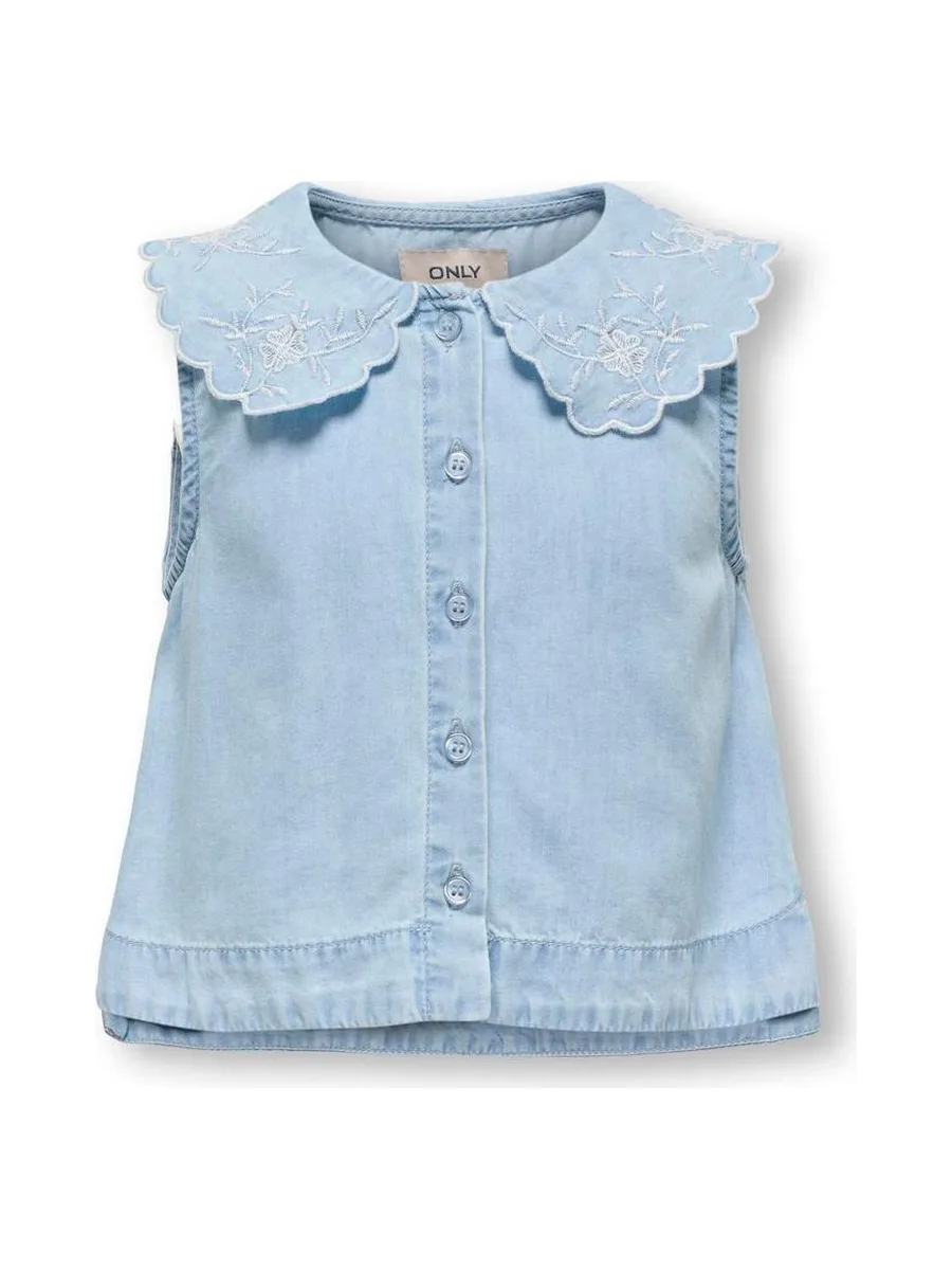 Blouse Bleu Fille Only Embroidery 2