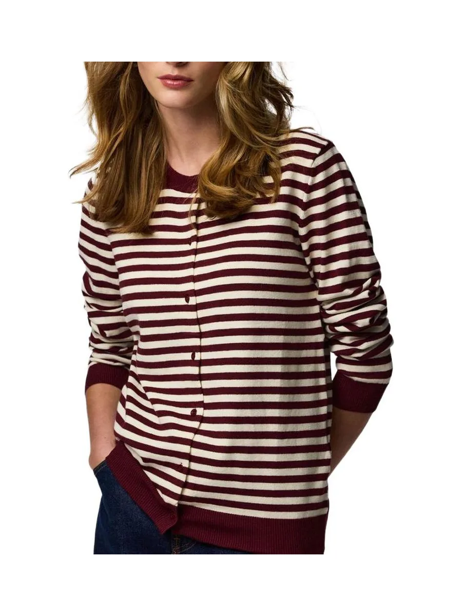 Gilet Bordeaux/Blanc Femme Pieces Nora 2