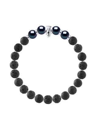 Bracelet Véritables Perles d'Eau Douce Semi-8-9 mm — Argent 925 Millièmes Rhodié — 22 cm — Homme 1