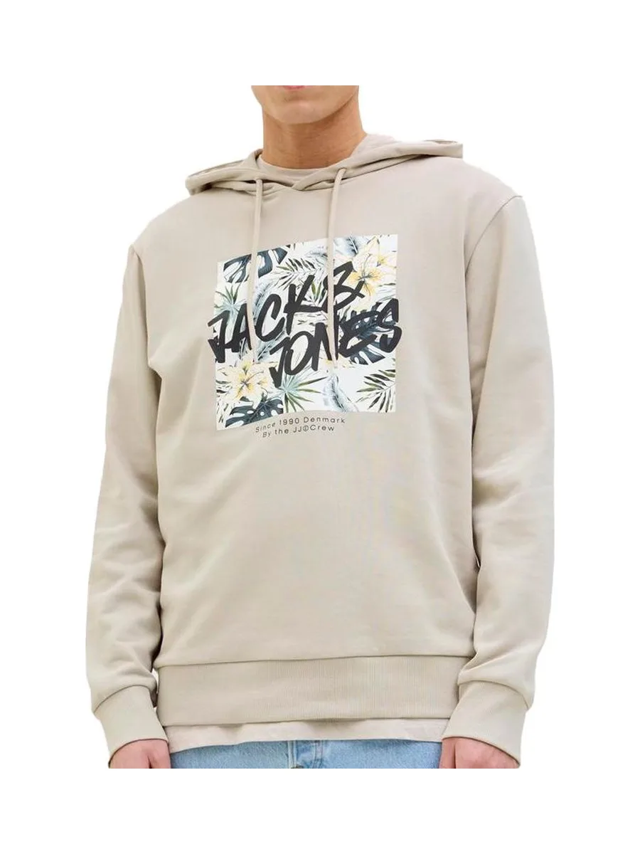 Sweat à Capuche Beige Homme Jack & Jones Hawaii 2