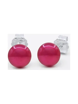 Boucles d'Oreilles Véritables Perles d'Eau Douce Bouton 6-7 mm — Argent 925 Millièmes 1