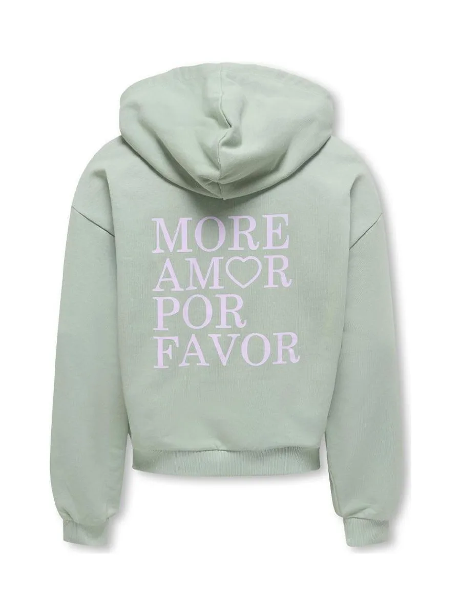 Sweat à Capuche Vert Fille Kids ONLY Amor Life 3