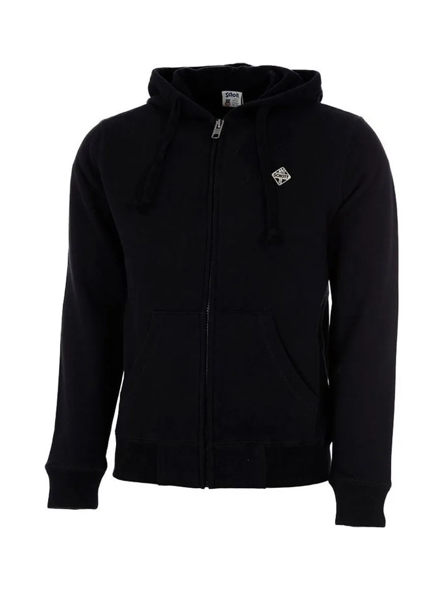 Sweat zippé Noir Homme Schott Badge 2