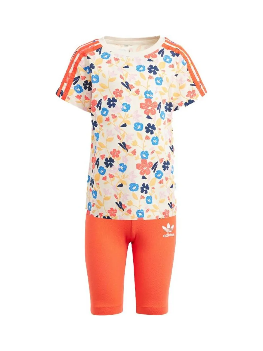 Ensemble survêtement orange Fille Adidas Cyc Short Tee S 2