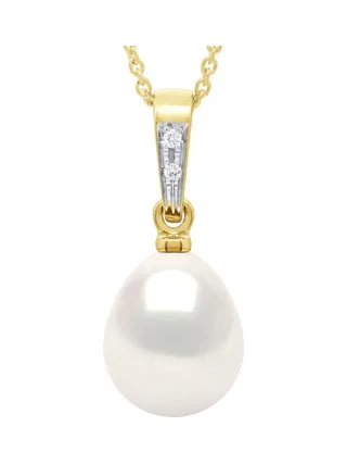 Pendentif Véritable Perle de Culture d'Eau Douce Poire 8-9 mm — Or Jaune 375 Millièmes 1
