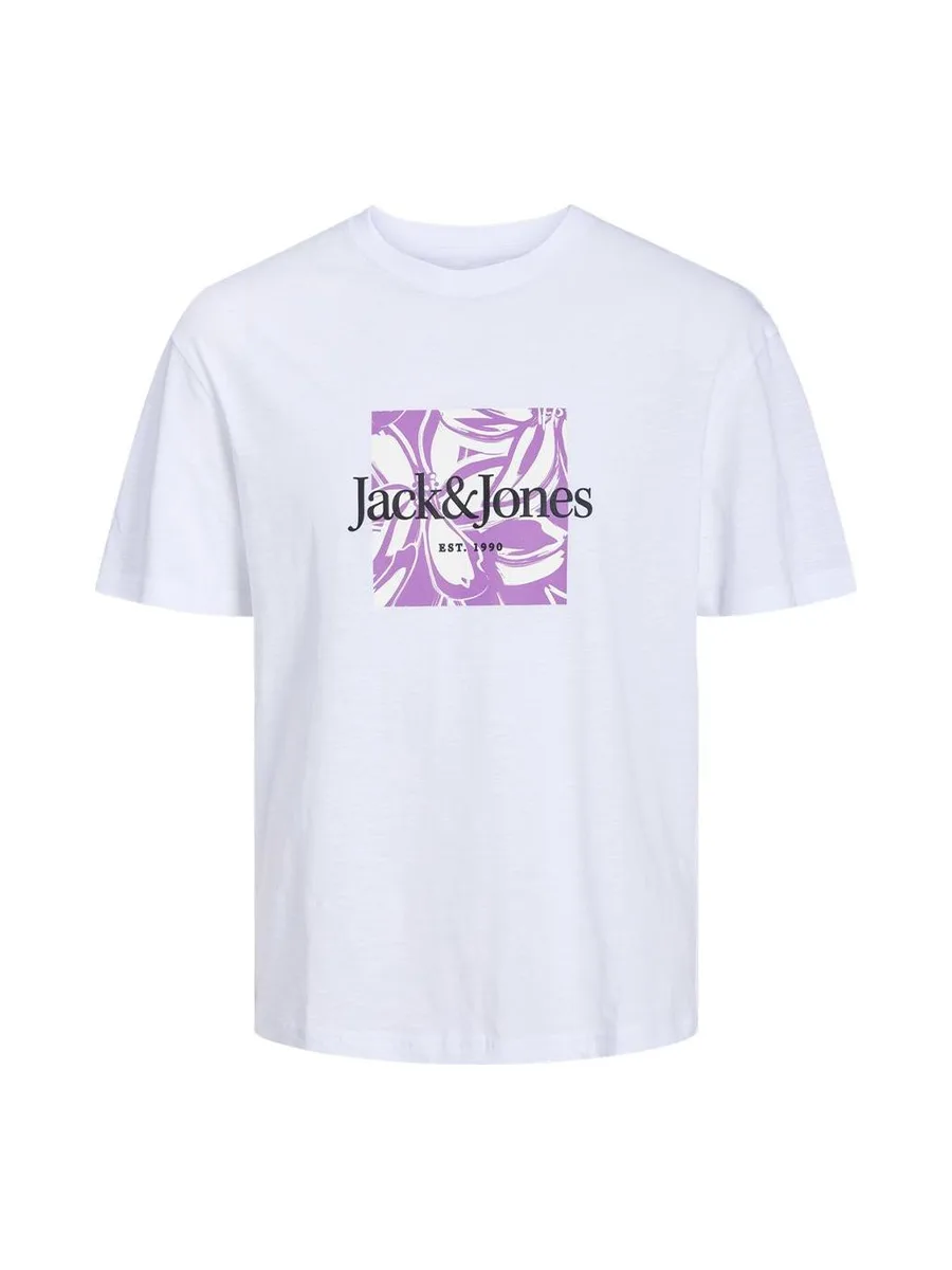 T-shirt Blanc/Violet Homme Jack & Jones Lafayette 2