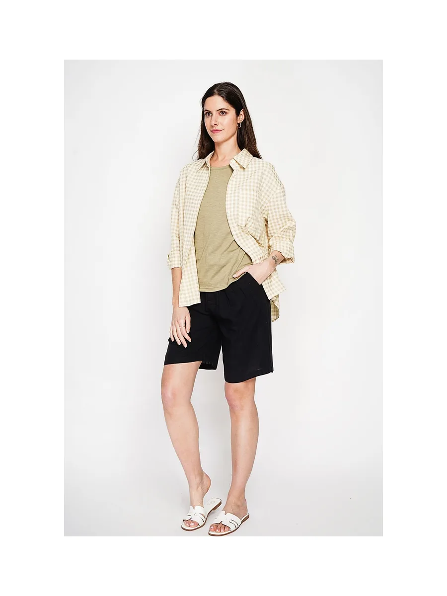 Chemise longue coupe oversize Poche poitrine à manches longues à carreaux 11