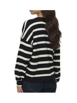 Pull Rayé Noir/ Écru Femme Vero Moda Silla 2